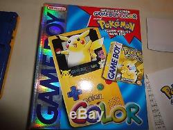 Nintendo Game Boy Color Pokemon Pikachu Edition Console Du Système Jaune Terminé