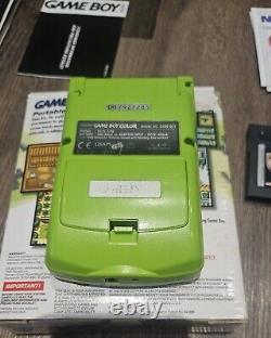 Nintendo Game Boy Color vert kiwi/lime avec boîte, manuels et bundle de jeux