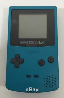 Nintendo Game Boy Couleur Aqua Teal Bleu Ensemble Complet Dans La Boîte Cib Nr Mint