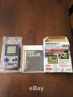 Nintendo Game Boy Couleur Atomic Violet Système Portable Complet Dans La Boîte Cib