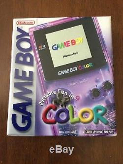 Nintendo Game Boy Couleur Atomic Violet Système Portable Complet Dans La Boîte Cib