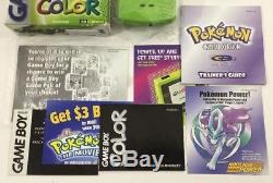 Nintendo Game Boy Couleur Kiwi Lime Green Pokemon Crystal 100% Complet Cib Nrmint