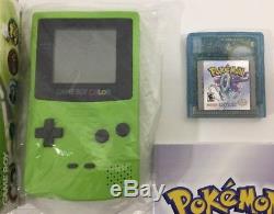 Nintendo Game Boy Couleur Kiwi Lime Green Pokemon Crystal 100% Complet Cib Nrmint