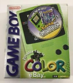 Nintendo Game Boy Couleur Kiwi Lime Green Pokemon Crystal 100% Complet Cib Nrmint