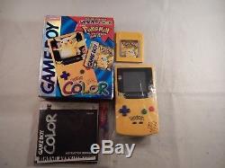 Nintendo Game Boy Couleur Pokemon Pikachu Jaune Système (complet Dans La Boîte) # S531