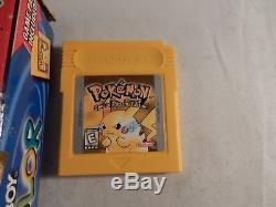 Nintendo Game Boy Couleur Pokemon Pikachu Jaune Système (complet Dans La Boîte) # S531