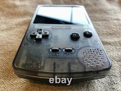 Nintendo Game Boy Couleur (black Clear) Wfunnyjouer Ips V2 Logo XL Écran + Boîtier
