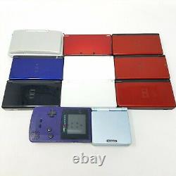 Nintendo Game Boy Handheld Lot De 11 As Is Ds Lite, Couleur, Advance Sp Broken
