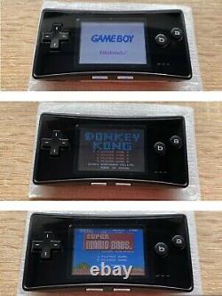 Nintendo Game Boy Micro Black Console Avec Famicom Mini Series No. 1 No. 5 & Pouch