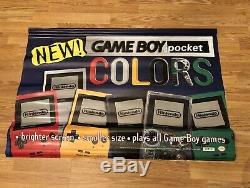 Nintendo Game Boy Pochette Couleurs Store Magasin Bannière Vinyle Promo Rare 2 Côté