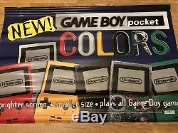 Nintendo Game Boy Pochette Couleurs Store Magasin Bannière Vinyle Promo Rare 2 Côté