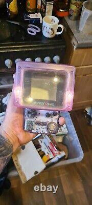 Nintendo GameBoy Color Atomic Clear Purple BOÎTIER Avec Jeux, Accessoires & Étui