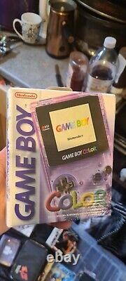 Nintendo GameBoy Color Atomic Clear Purple BOÎTIER Avec Jeux, Accessoires & Étui