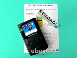 Nintendo Gameboy Color Black Out avec écran LED vert Funnyplaying XL Laminate IPS