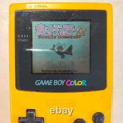 Nintendo Gameboy Color Console Jaune Japon Testé Avec Des Jeux De Pokemon 6 Titres