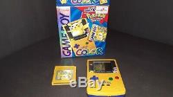 Nintendo Gameboy Color Console Pokemon Jaune Edition Avec Jeu Dans Teste Box