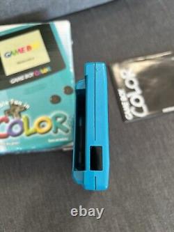 Nintendo Gameboy Color Console Teal Boîte Bonne Condition & Manuels Etc