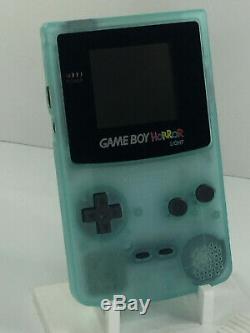 Nintendo Gameboy Color Horreur Lumière Rétro-éclairage Et Personnalisée En Verre Écran Phosphorescent Noir