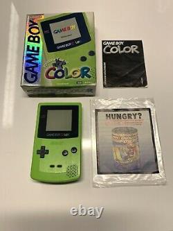 Nintendo Gameboy Color Kiwi Vert (aka Vert Lime) Avec Boîte Et Lire Le Manuel