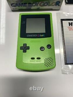 Nintendo Gameboy Color Kiwi Vert (aka Vert Lime) Avec Boîte Et Lire Le Manuel