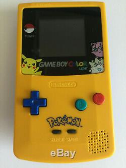 Nintendo Gameboy Color Lumière Pokemon Mcwill Rétro-éclairage Et Personnalisé En Verre Écran