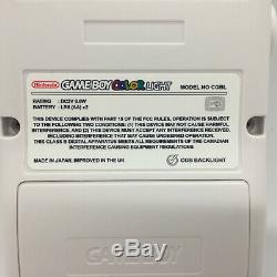 Nintendo Gameboy Color Lumière Tous White Edition Rétro-éclairage Et Personnalisé En Verre Écran