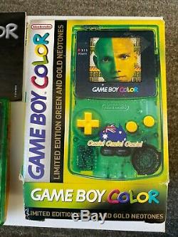 Nintendo Gameboy Color Ozzie Green Gold Neotone Complete Edition