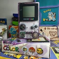 Nintendo Gameboy Color Transparent/Violet Atomique Boîté Testé et Fonctionnel