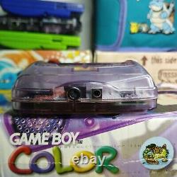 Nintendo Gameboy Color Transparent/Violet Atomique Boîté Testé et Fonctionnel