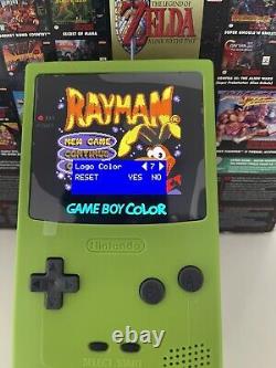 Nintendo Gameboy Color avec un écran AMOLED modifié tout neuf 2024 en vert personnalisé