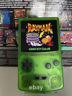 Nintendo Gameboy Colour avec écran AMOLED flambant neuf et mod custom Clear Green de 2024