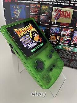 Nintendo Gameboy Colour avec écran AMOLED flambant neuf et mod custom Clear Green de 2024