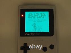 Nintendo Gameboy Console En Argent Clair Mgb-101 & Pokémon Rouge Japonais Ver. Essais