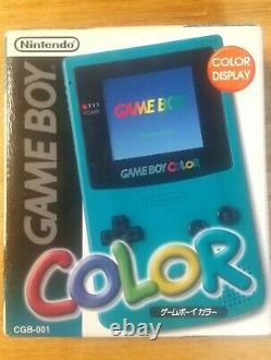 Nintendo Gameboy Couleur Console Gbc Avec Boîte + 10 Cartouches Pokemon Rouge Bleu Vert