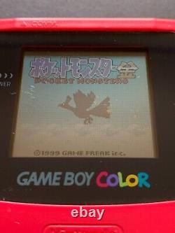 Nintendo Gameboy Couleur Console Rouge + Pokemon Or Argent Gbc Cgb-001 Japon