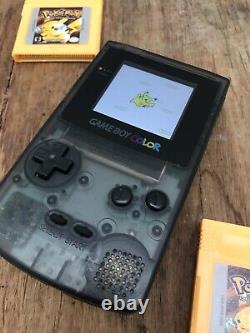 Nintendo Gameboy Couleur Couleur Jeu Garçon Effacer Noir Backlit Console De Jeu Ips 2