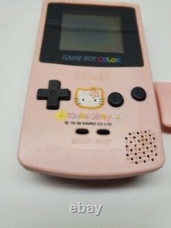 Nintendo Gameboy Couleur Hello Kitty Édition Spéciale Rose Rare Avec Couverture De Batterie