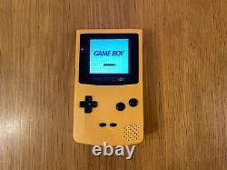 Nintendo Gameboy Couleur Jaune Console Rétroéclairée Mise À Jour De L'écran Ips Lumineux
