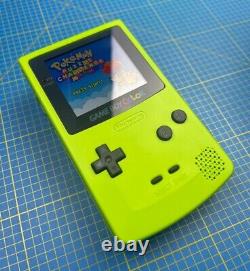 Nintendo Gameboy Couleur Lime Vert Avec Boutons Gris Q5 XL Ips Display