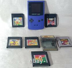 Nintendo Gameboy Couleur Raisin + 7 Jeux Testés Travailler Avec Le Son