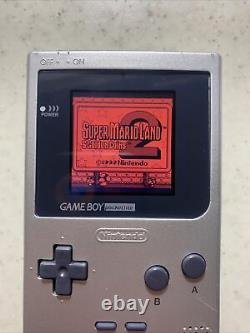 Nintendo Gameboy Pocket Silver Écran Couleur Rétroéclairé Personnalisé Modifié Avec Mario