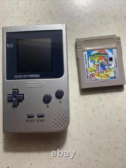 Nintendo Gameboy Pocket Silver Écran Couleur Rétroéclairé Personnalisé Modifié Avec Mario