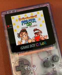 Nintendo Jeu Garçon Couleur Gbc Q5 Ips Rétro-éclairé Mod Kit Clear Black Shell Button