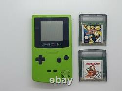 Nintendo Jeu Garçon Couleur Lime Kiwigreen Fully Working Gbc Avec 2 Jeux