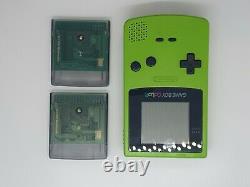 Nintendo Jeu Garçon Couleur Lime Kiwigreen Fully Working Gbc Avec 2 Jeux