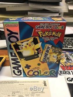 Original Gameboy Couleur Pokemon Edition Jaune Pikachu Edition Limitée / Boîte Bonus