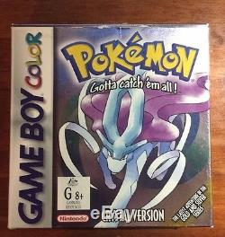 Pokemon Crystal Version Véritable Game Boy Color 2001 Avec Manuel & Boîte