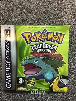 Pokemon Leaf Green Gameboy Couleur Boxed Avec Adaptateur Sans Fil
