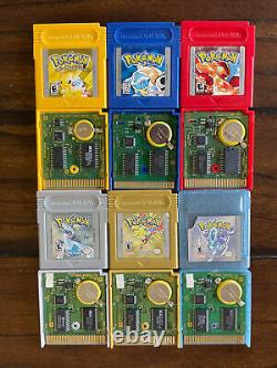 Pokemon Red+yellow+blue (nintendo Gameboy) Or+argent+crystal (couleur) Authentique