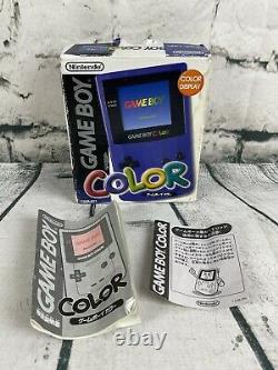 Rare Authentic Nintendo Game Boy Couleur Cgb-001 Raisin Violet Cib Japon Gbc Avec Boîte